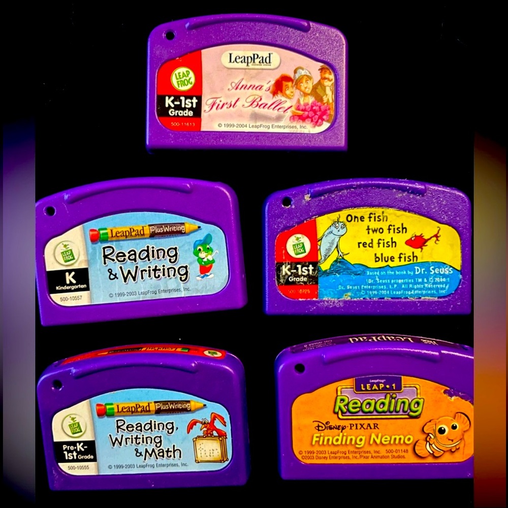 Lot of 5 Leap Frog Educational learning Leap Pad Games  Dr. Seuss / Reading etc.